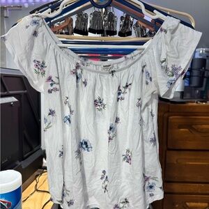 Garage White Floral Off-Shoulder Blouse